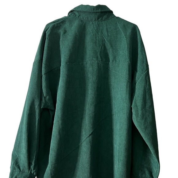 Women’s Emerald Green Corduroy Button Down Shirt - Picture 2 of 2
